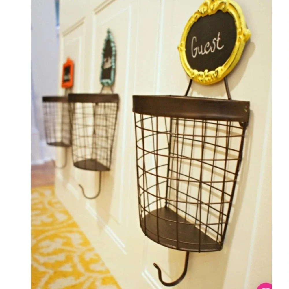 New chalk board wire basket coat hanging storage hook